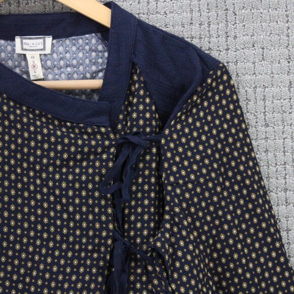 Mo:vint By Anthropologie Blouse Top Womens Long Sleeve Geometrical Pattern M NWT - Picture 2 of 9